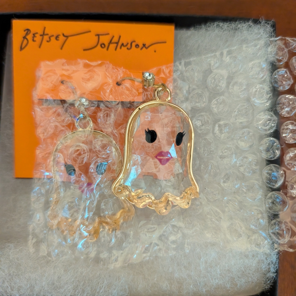 Betsey Johnson Gold and Silver Ghost Earrings